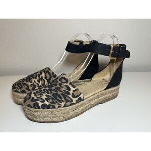 Naturalizer Waverly Leopard Espadrille Platform Animal‎ Print Sandals Women's 7M
